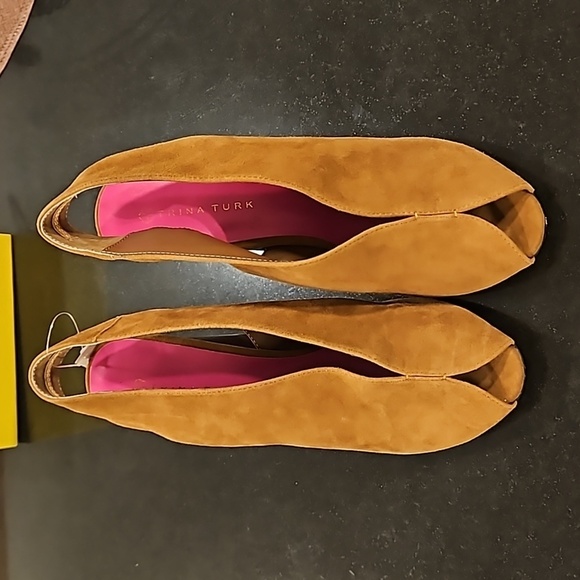 💕TRINA TURK💕 Sunset Blvd Suede Slingback Heels ~ Tan 10 New with Box (No Lid) - Picture 3 of 16